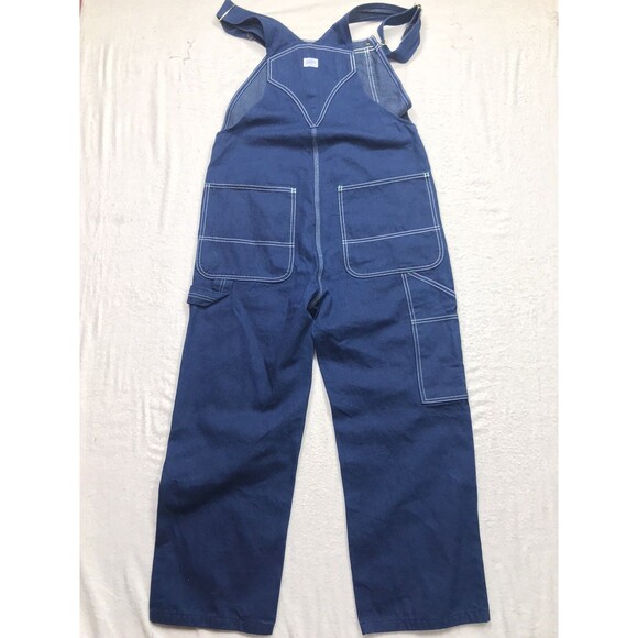 LIBERTY Bib Overall Jeans Men 34x28 Relaxed Baggy Denim Blue Work Garden Farm - Picture 2 of 14
